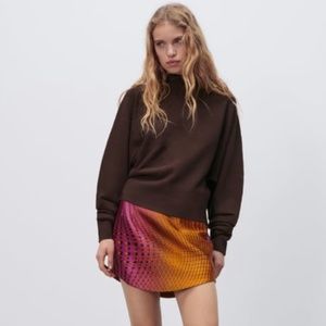 Zara brown ruched knit top